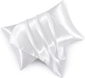 HommxJF Satin Pillowcases with Zipper (20x26), Standard Size Pillowcases Set of 2, White Silk Pillowcase for Hair and Skin White