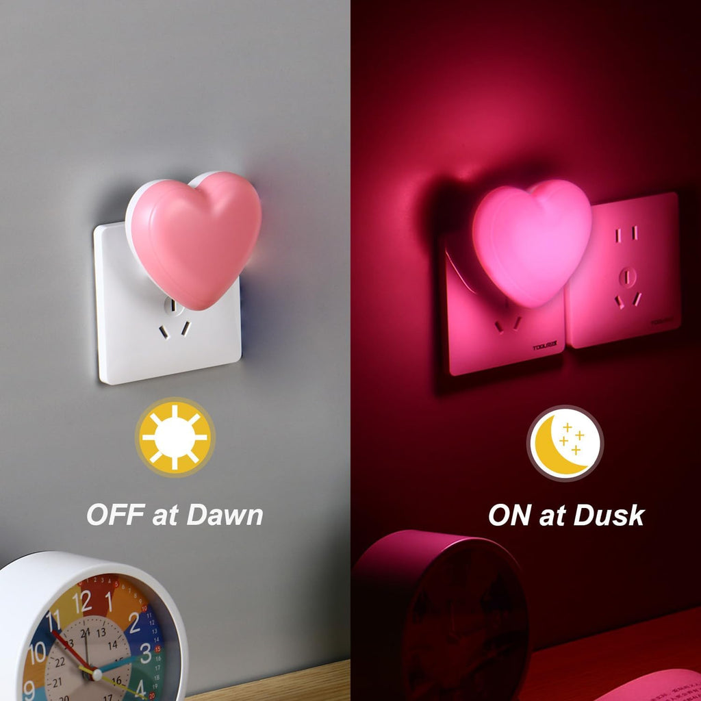 INZU Cute Night Light, Heart Night Light for Kids, LED Nightlight with Auto Dusk to Dawn Sensor, Nightlight Plug into Wall with Soft Warm…