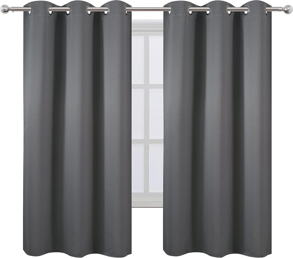 Lemomo Frost Grey Blackout Curtains 34 x 63 Inch Length/Set of 2 Curtain Panels/Thermal Insulated Room Darkening Blackout Curtains for Bedr…