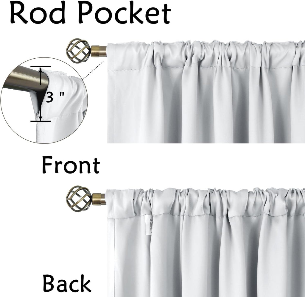 BGment White Curtains 84 inch Length - 42 x 84 inch Rod Pocket and Back Tab Thermal Insulated Room Darkening Curtains for Living Room, 2…
