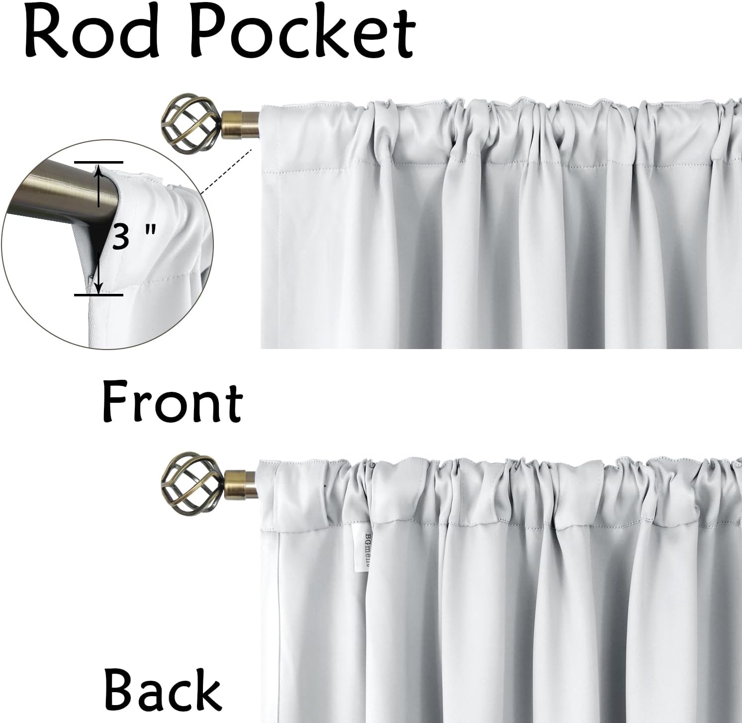 BGment White Curtains 84 inch Length - 42 x 84 inch Rod Pocket and Back Tab Thermal Insulated Room Darkening Curtains for Living Room, 2…