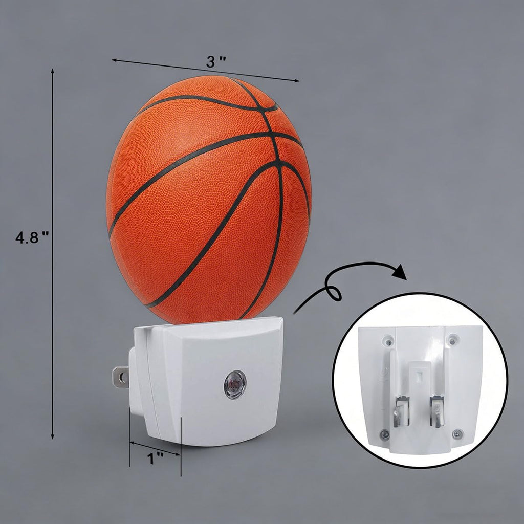 Basketball Plug in Night Light Auto Light Round Lamps Energy Saving Gift for Women Men Friends