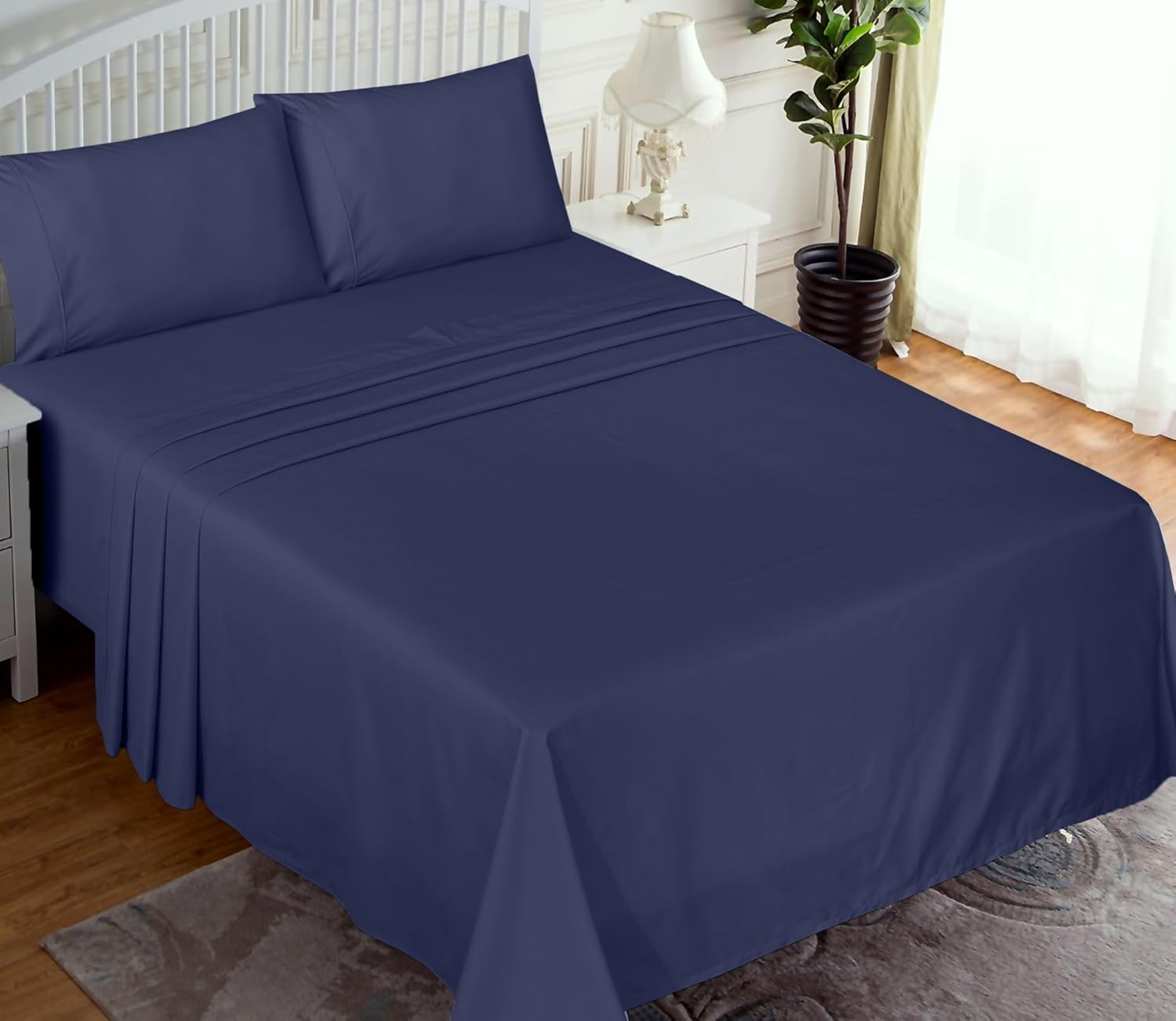 Ruvanti 100% Cotton Percale Sheets King Size – Crisp Cooling Bed Sheets for Hot Sleepers, Deep Pocket 16”, Soft Breathable & Durable Hotel-…