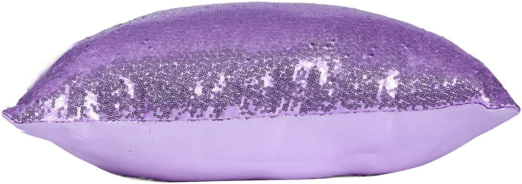 Eternal Beauty Set of 2 Sequin Decorative Pillow Cover Lavender Throw Pillow Covers for Couch Sofa Throw Pillows 18 X 18 Inches