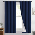 Yakamok 100% Blackout Curtain Panels 63 inches Cold and Light Blocking Drapes for Nursery, 2 Thick Layers Thermal Insulated Draperies (2 Pi…
