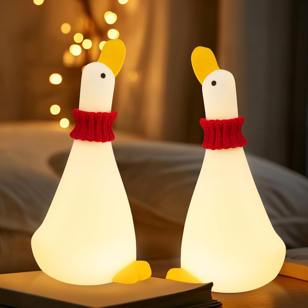 Gefaxi Duck Night Light Silicone Cute Dorm Bedroom Home Decor Night Light for Breastfeeding Squishy Duck Nightlight Cordless Rechargeable D…