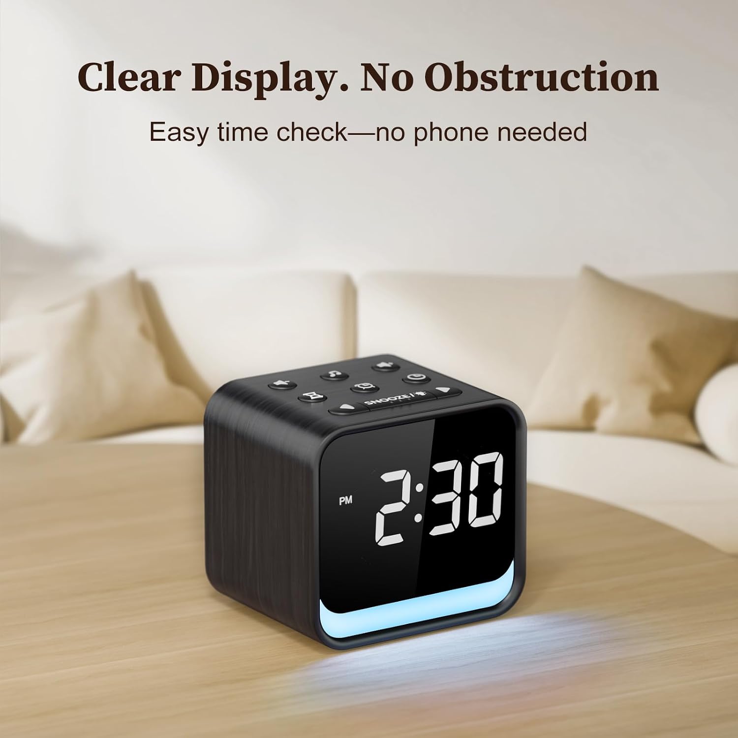 HOUSBAY Wooden Sound Machine Alarm Clock for Bedrooms - Gentle Wake-Up with Birdsong, White Noise for Sleeping, Small Digital Clock for…