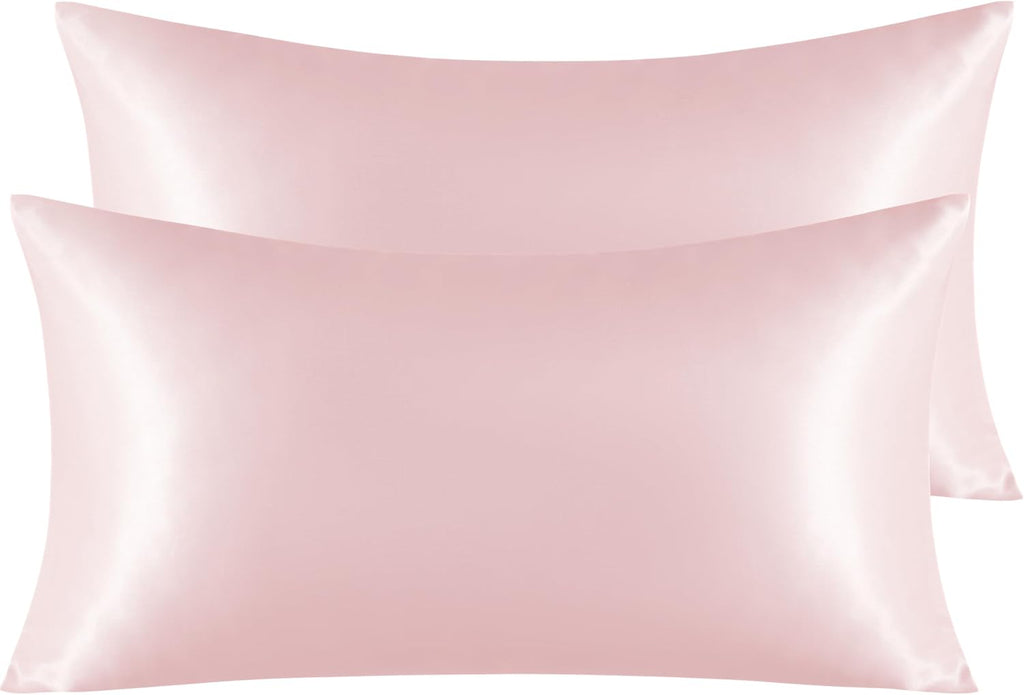 Ntbay 2 Pack Satin King Pillowcases for Hair and Skin, Luxurious and Silky Pillow Cases with Envelope Closure, 20x40 Inches, Light Pink 2 P…