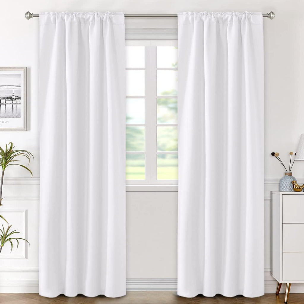 H.VERSAILTEX White Curtains Thermal Insulated Window Treatment Panels Room Darkening Privacy Assured Drapes for Living Room Bac…