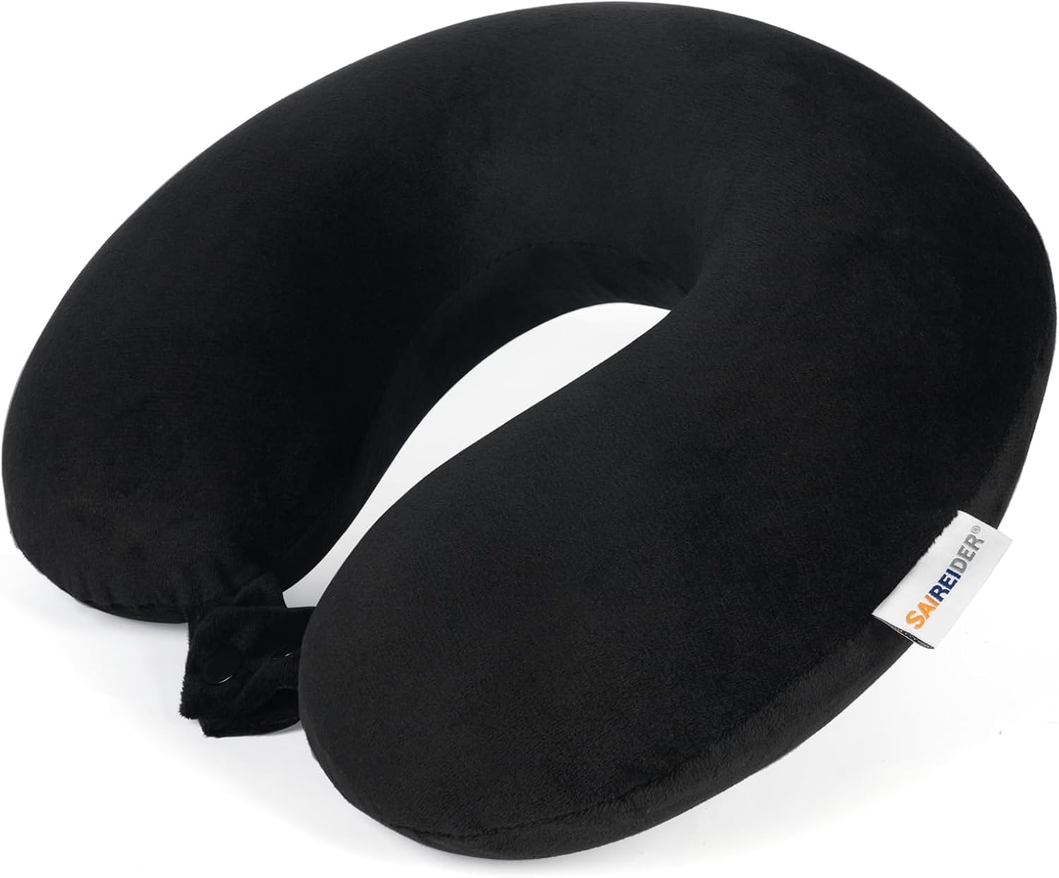 SAIREIDER Travel Pillow 100% Pure Memory Foam Travel Neck Pillow, Airplane Pillow for Traveling、Car、Home、Office, Washable Cover(Black)