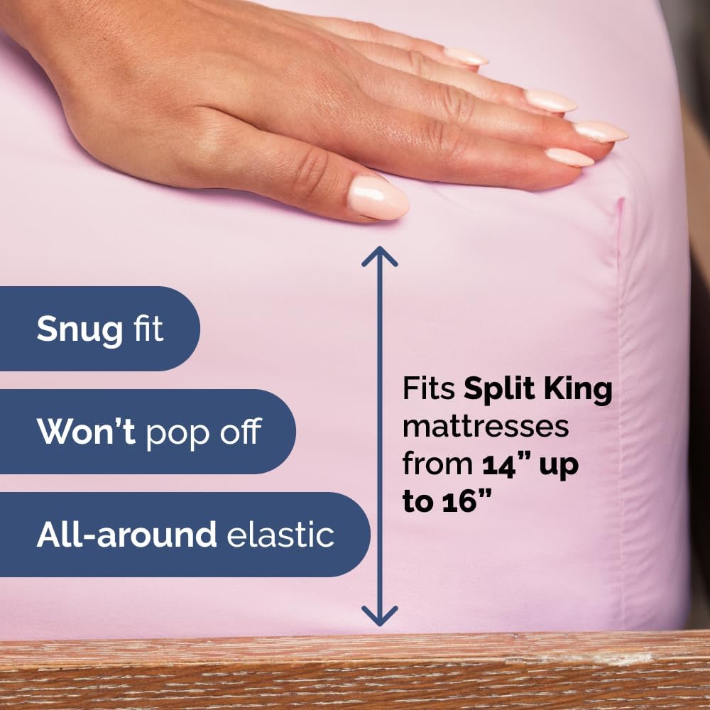Flex Top Split Head King 4 Piece Sheet Set - Ultra-Soft, Breathable & Cooling Bed Sheets Set - Hotel Luxury Bedding for Women & Men with…
