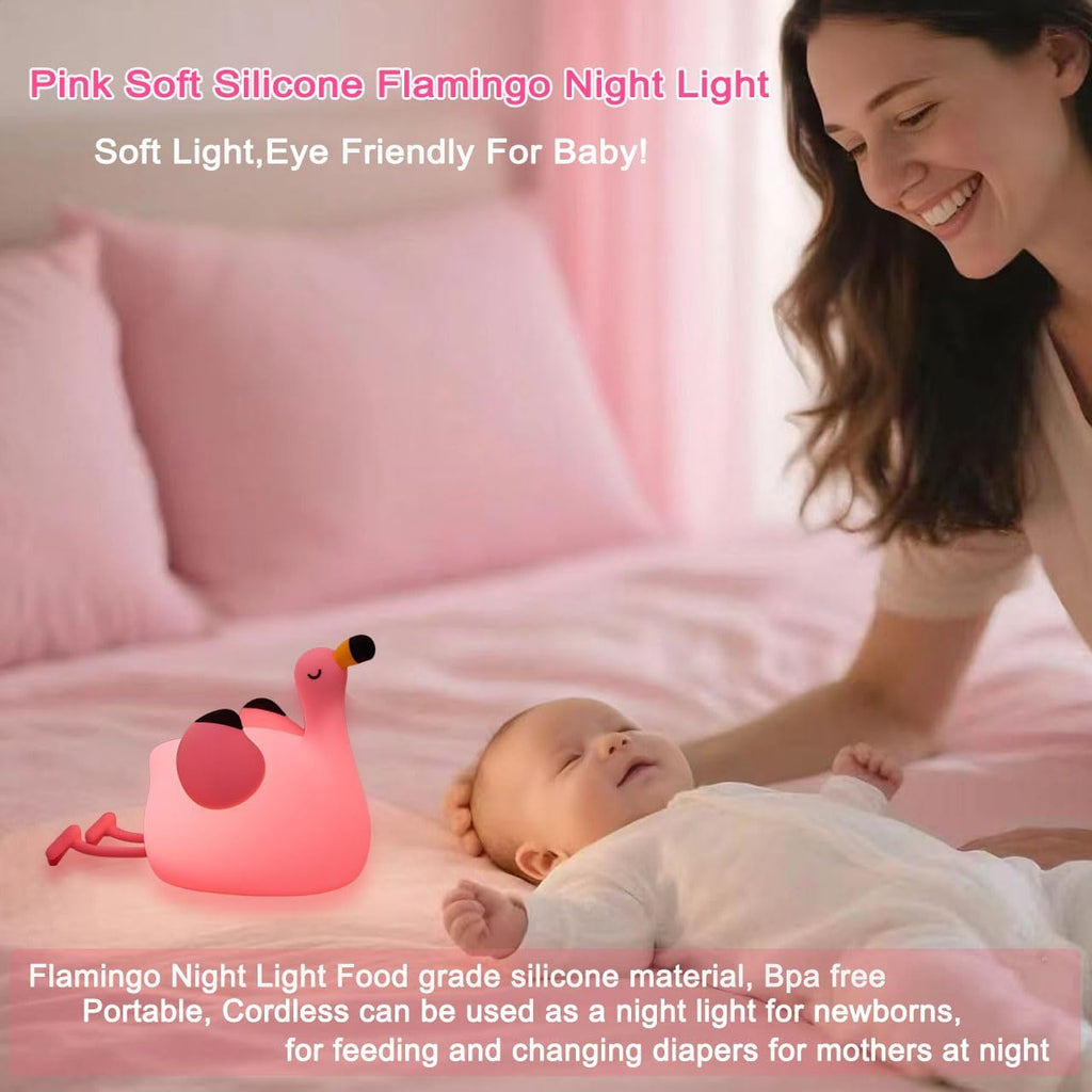 DREAMING MY DREAM Flamingo Night Light, Dimmable Silicone Animal Nursery Night Light, Pink Flamingo Lamp Decor for Kids Room…