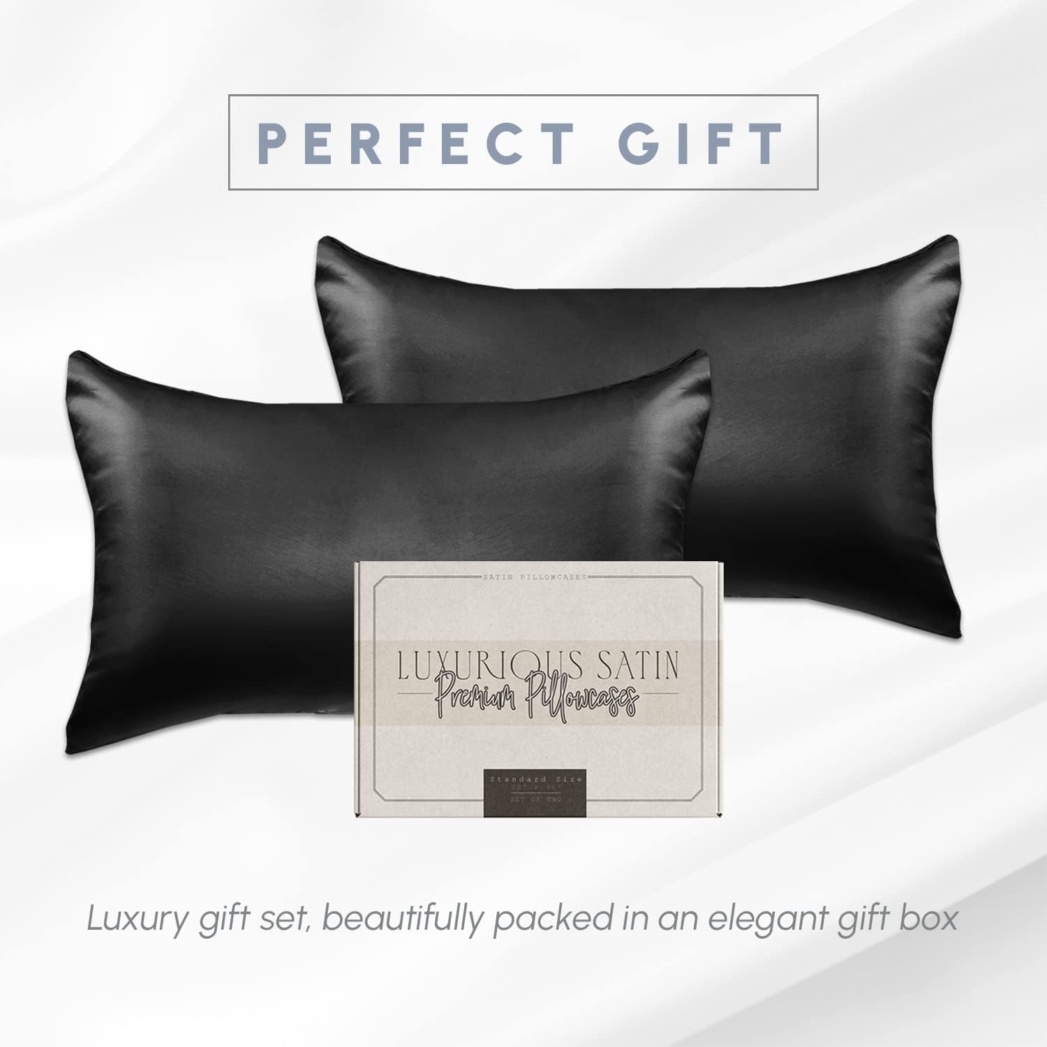 Elegantcomfort Elegant Comfort 2-Pack Cooling Viscose Satin Pillowcase Set with Hidden Zipper Closure, Silky Smooth for Hair and fabric…
