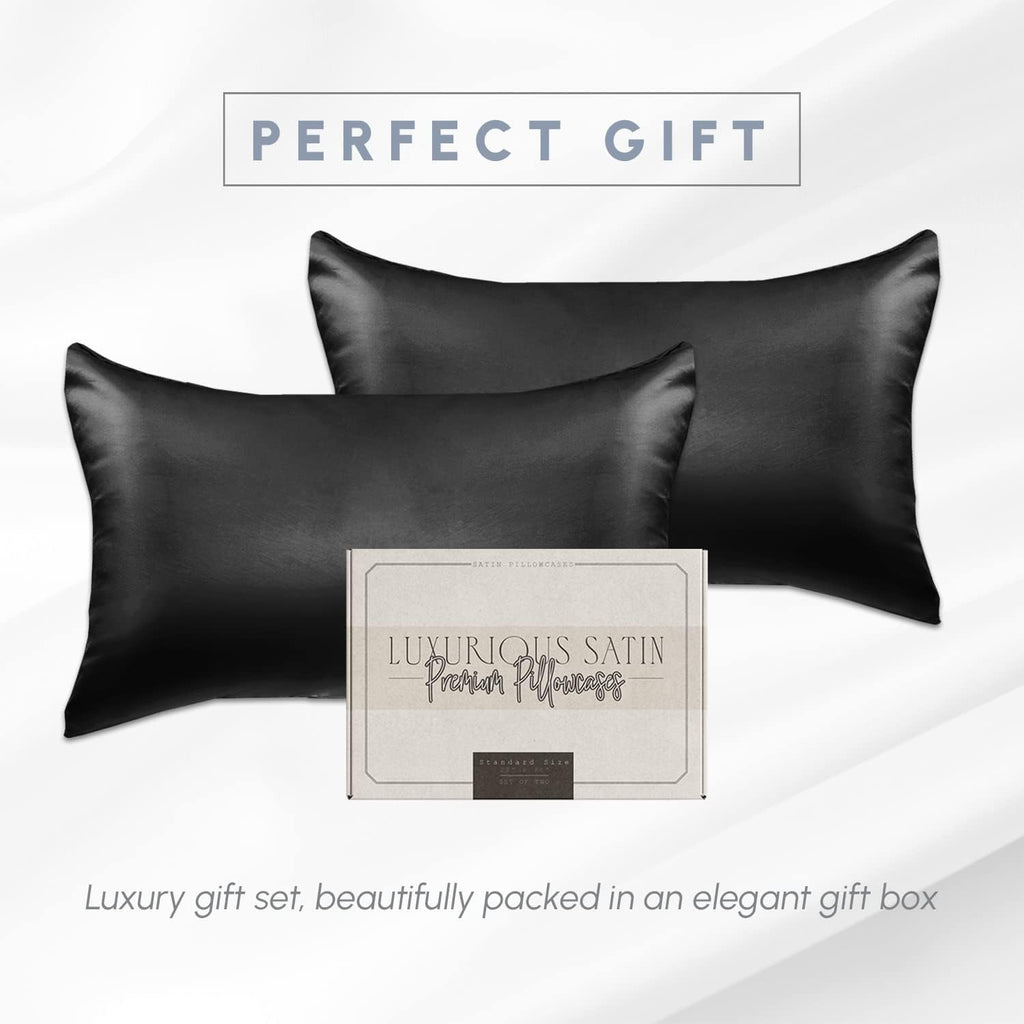 Elegantcomfort Elegant Comfort 2-Pack Cooling Viscose Satin Pillowcase Set with Hidden Zipper Closure, Silky Smooth for Hair and fabric…