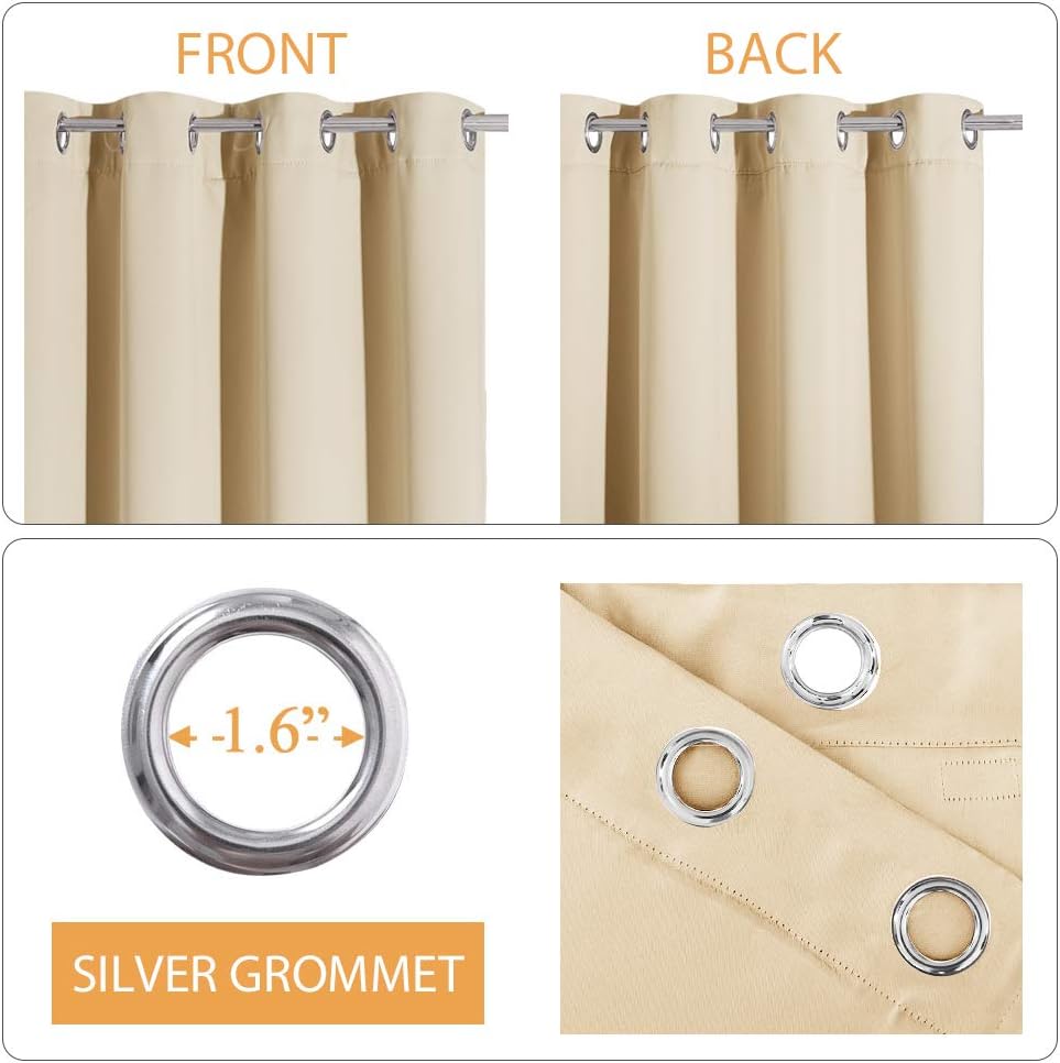 Rybhome RYB HOME 3-in-1 Set Sound Absorbing Blackout Thermal Insulation Curtains, Inside Detachable Felt Liner Noise Reduce Sunlight Block…