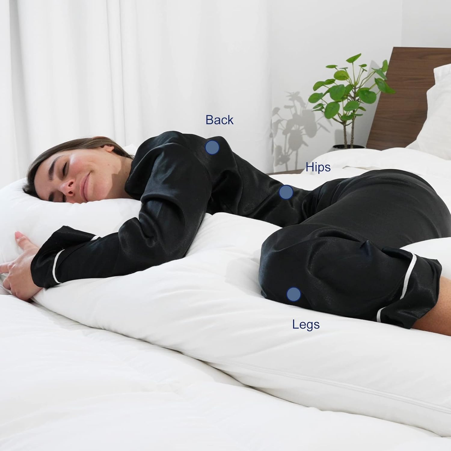Accuratex Full Body Pillow for Adults - Hybrid Shredded Memory Foam Firm Body Pillow with Soft Fluffy Down Alternative Cotton Cover - Adjus…
