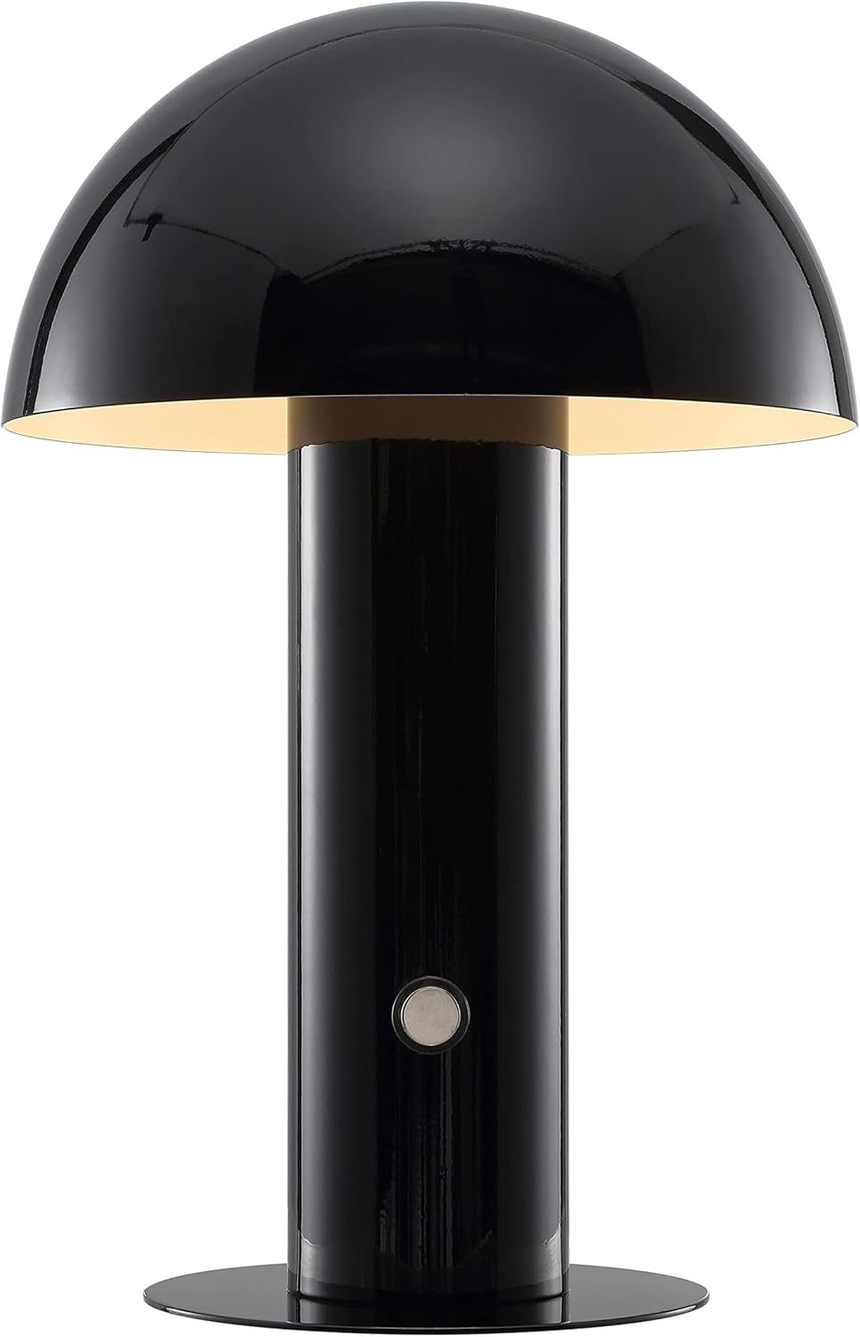 JONATHAN Y 10.75" Black Rechargeable LED Mushroom Table Lamp, Cordless Portable Bedside Lamp for Living Room Bedroom, 3-Way Dimmable…