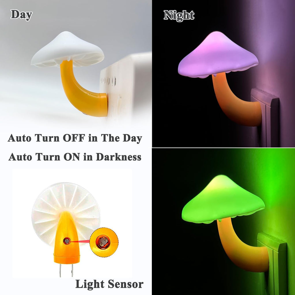 Sensor LED Night Light, Color Changing Mushroom Night Light Plug-in Wall Based Lamp, Gift for Kids Adults, Cute Mushroom Nursery Light…