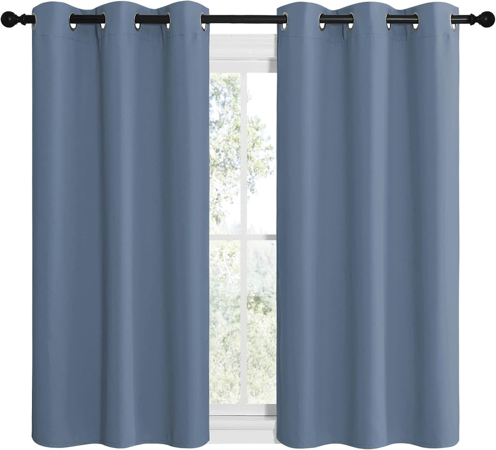 NICETOWN Home Fashion Thermal Insulated Solid Grommet Blackout Window Treatment Curtain Panels for Loft, Cafe (Stone Blue, 1 Pair, 42…