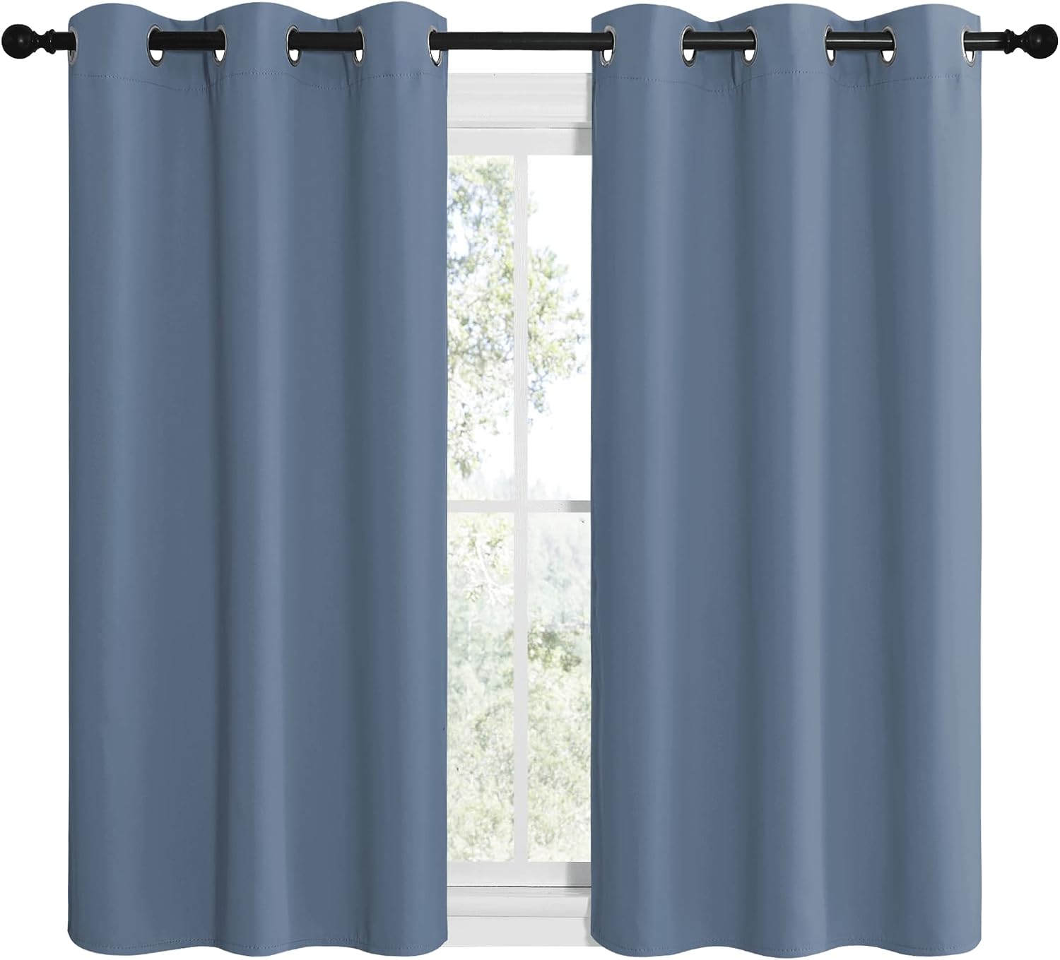 NICETOWN Home Fashion Thermal Insulated Solid Grommet Blackout Window Treatment Curtain Panels for Loft, Cafe (Stone Blue, 1 Pair, 42…