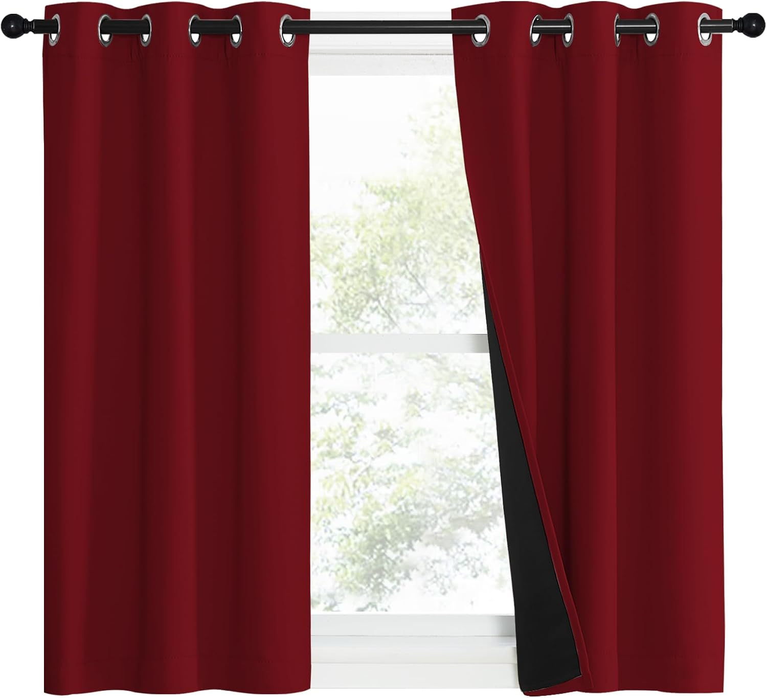 Nicetown 100% Blackout Curtains with Black Liner Backing, Thermal Insulated Curtains for Living Room, Noise Reducing Drapes for Christmas,…