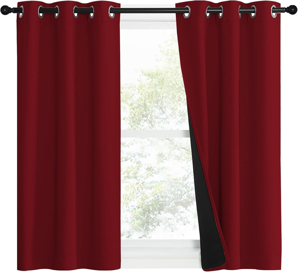 Nicetown 100% Blackout Curtains with Black Liner Backing, Thermal Insulated Curtains for Living Room, Noise Reducing Drapes for Christmas,…