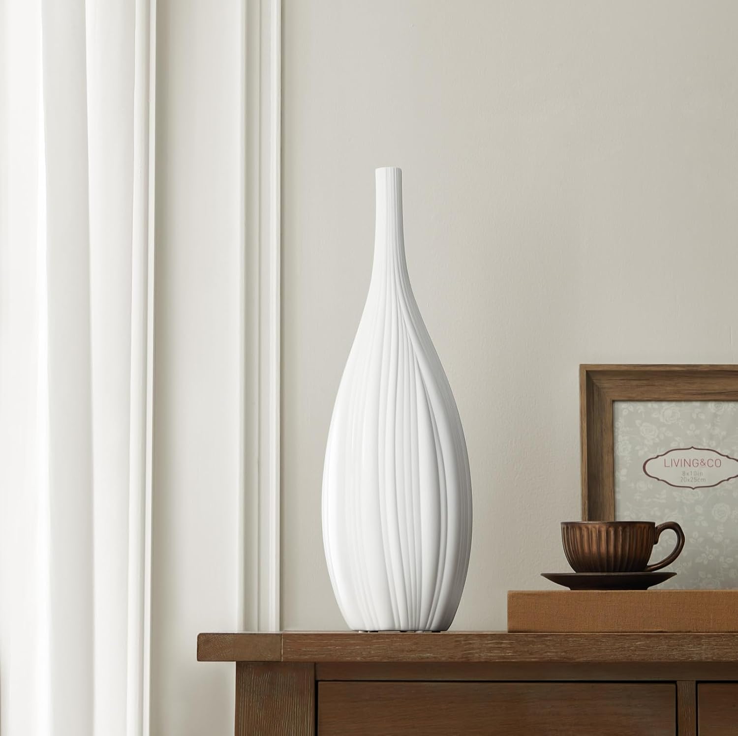 Rondure 20.6" Modern Ceramic Table Lamp, Fully Dimmable Modern Bedside Lamps for Bedroom, Living Room and Nightstand, White Translucent Cer…