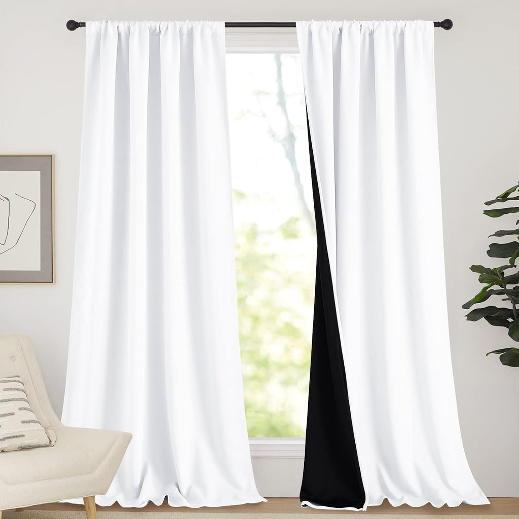 Nicetown Sturdy Full Shading Curtains for Windows, Super Heavy-Duty Black Lined Blackout Curtains for Bedroom, Privacy Assured Window …
