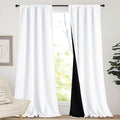 Nicetown White 100% Truly Blackout Curtains, Rod Pocket Super Heavy-Duty Black Lined Total Darkness Drapes for Hall, Privacy Window Treatme…