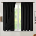 BGment Black Blackout Curtains for Bedroom 45 Inch Length, Rod Pocket 100% Blackout Curtains with Thermal Liner Light Blocking Curtains…