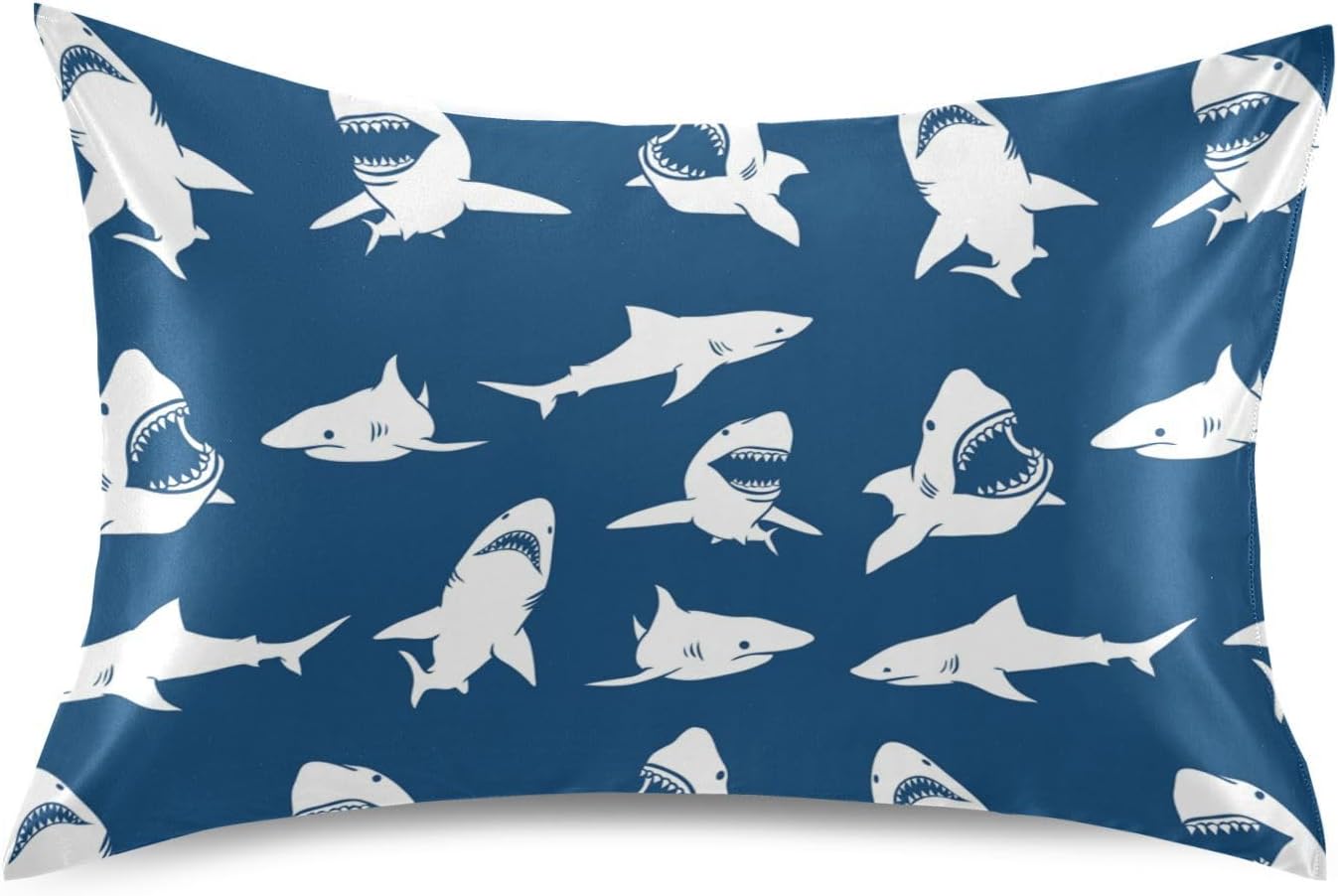White Sharks Silhouettes Pillow Covers Silk Pillowcase for Hair and Skin Soft Smooth Breathable Cooling Satin Pillowcase Standard Size…