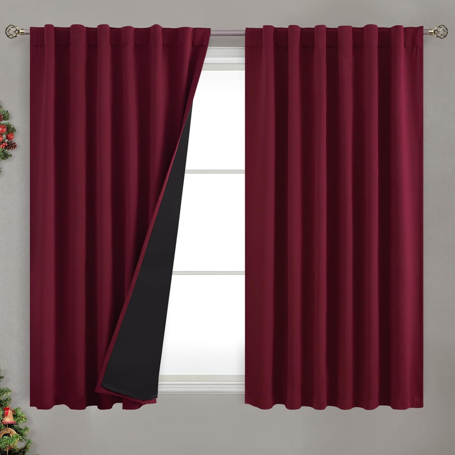 BGment Full Blackout Curtains with Thermal Insulation Liner Curtains 54 Inches Long, Rod Pocket and Back Tab Double Layer Room Darkening…