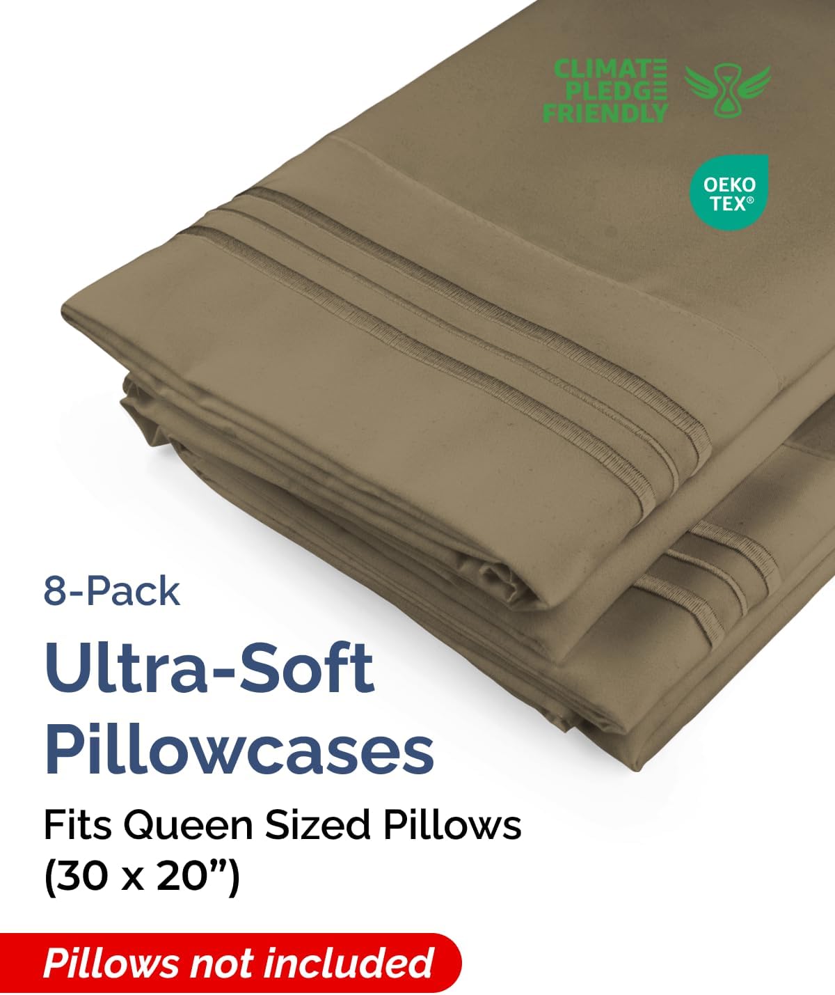 Queen Pillow Cases Set of 8 - Ultra Soft Hotel Quality Pillowcase Covers - Comfy, Cozy & Wrinkle Free - Shrink, Stain & Fade Resistant…