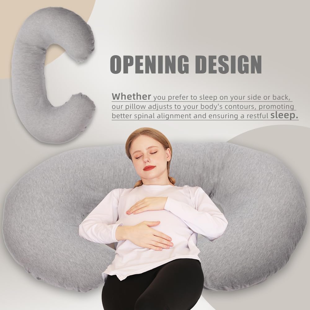 Chilling Home Pregnancy Pillow, C Shaped Full Body Pillow Maternity Pillow for Women 55 inch, Pregnancy Pillows for Sleeping Pregnant…