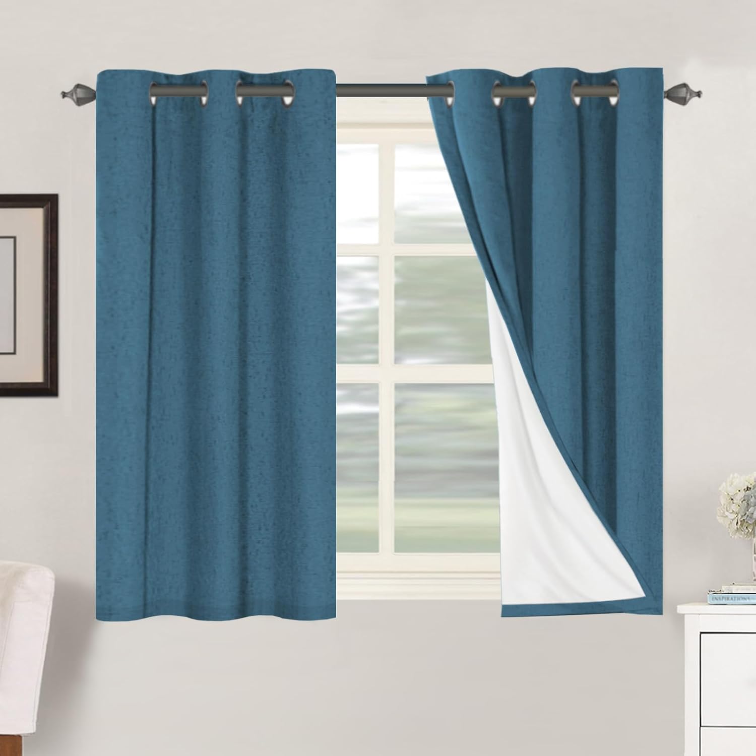 H.VERSAILTEX 100% Blackout Curtains for Bedroom Thermal Insulated Linen Textured Curtains Heat and Full Light Blocking Drapes Living Room…
