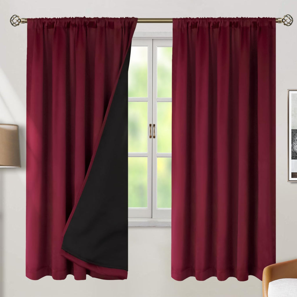 BGment Full Blackout Curtains with Thermal Insulation Liner Curtains 72 Inches Long, Rod Pocket and Back Tab Double Layer Room Darkening…