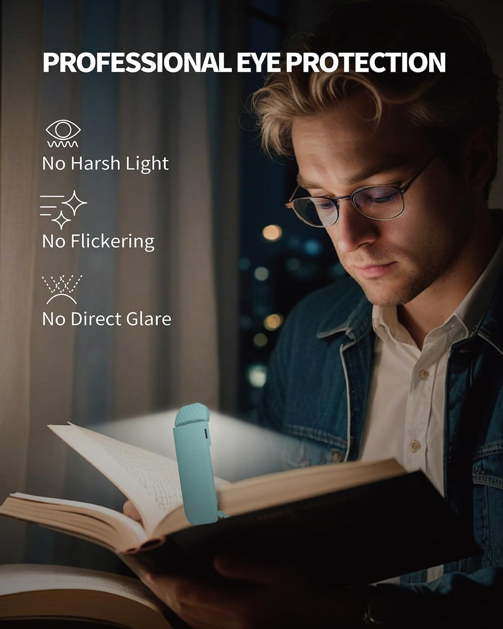 HEMONNKAM Book Reading Light, Rechargeable Clip on Booklight, Eye Caring 3 Color Temperatures & 5 Brightness Levels, Night Use for Bed…