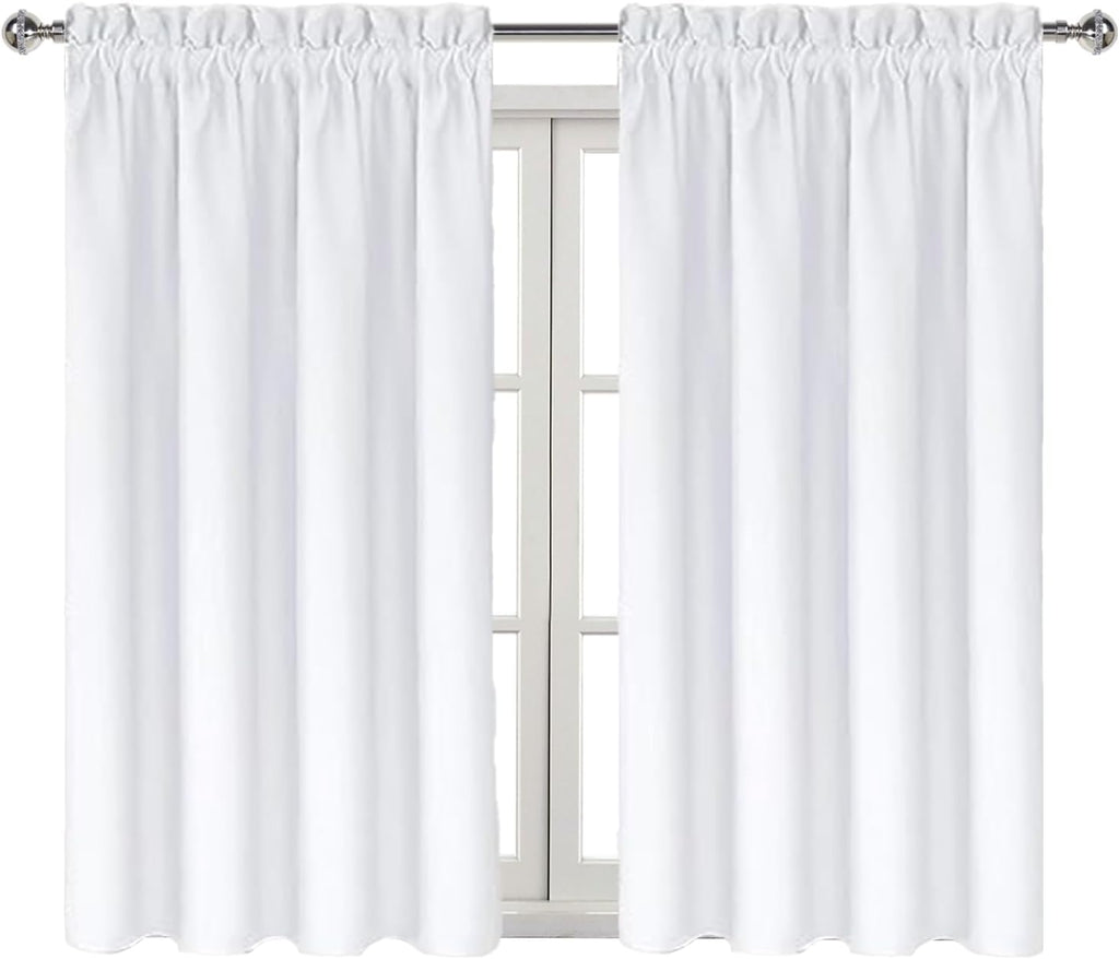 DWCN White Curtains for Living Room Thermal Insulated, 50% Light Blocking Curtains for Bedroom, Dining Room Window, W 38x L 45 Inch, Set…