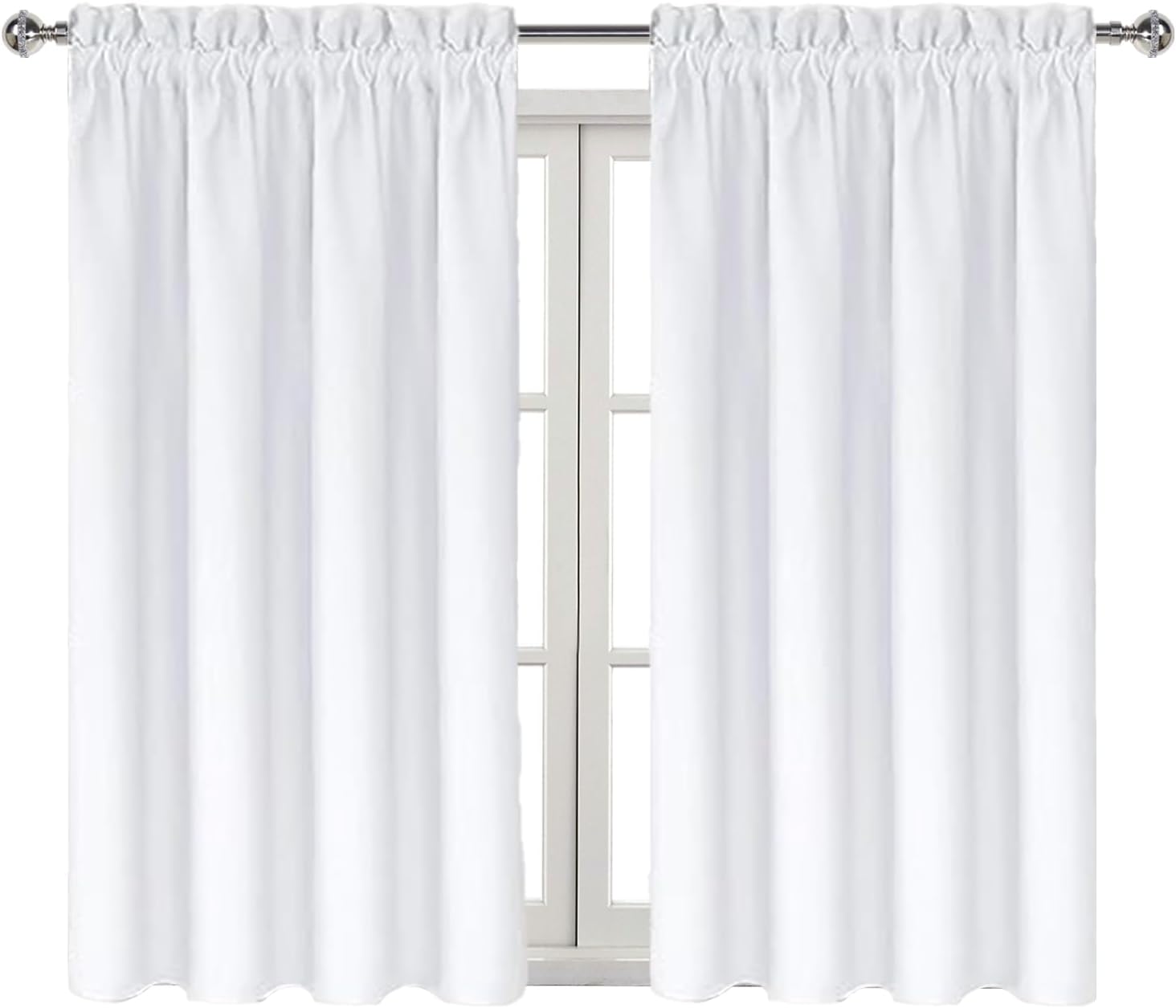 DWCN White Curtains for Living Room Thermal Insulated, 50% Light Blocking Curtains for Bedroom, Dining Room Window, W 38x L 45 Inch, Set…