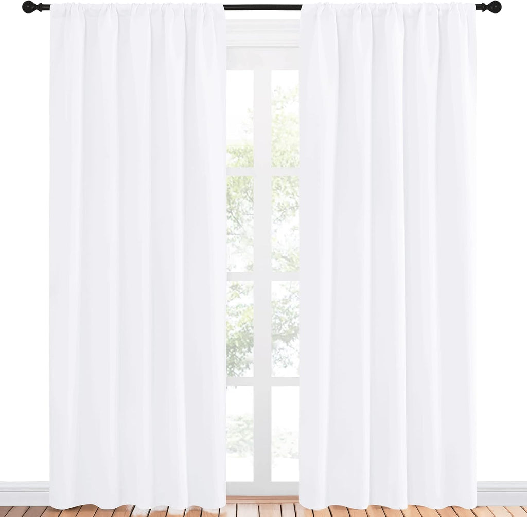 NICETOWN White Bedroom Curtain Panels - Multi-Function Noise Reducing Performance Window Treatment Thermal Insulated Rod Pocket Room…