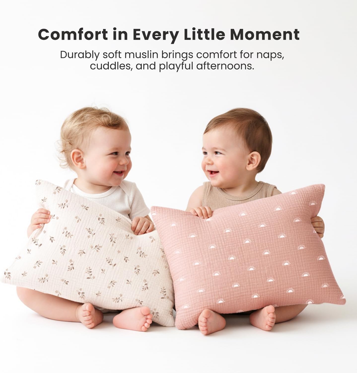 Konssy Muslin Toddler Pillowcase 13"x18", 2 Pack 100% Cotton Toddler Pillow Case for Kids, Boys, Girls, Soft & Snug Fit Baby Pillow Covers…