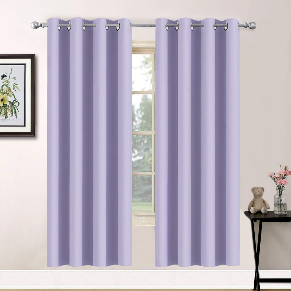Yakamok Room Darkening Grommet Window Drapes Thermal Insulated Light Blocking Blackout Curtains for Bedroom(52Wx72L, Lilac,2 Panels)
