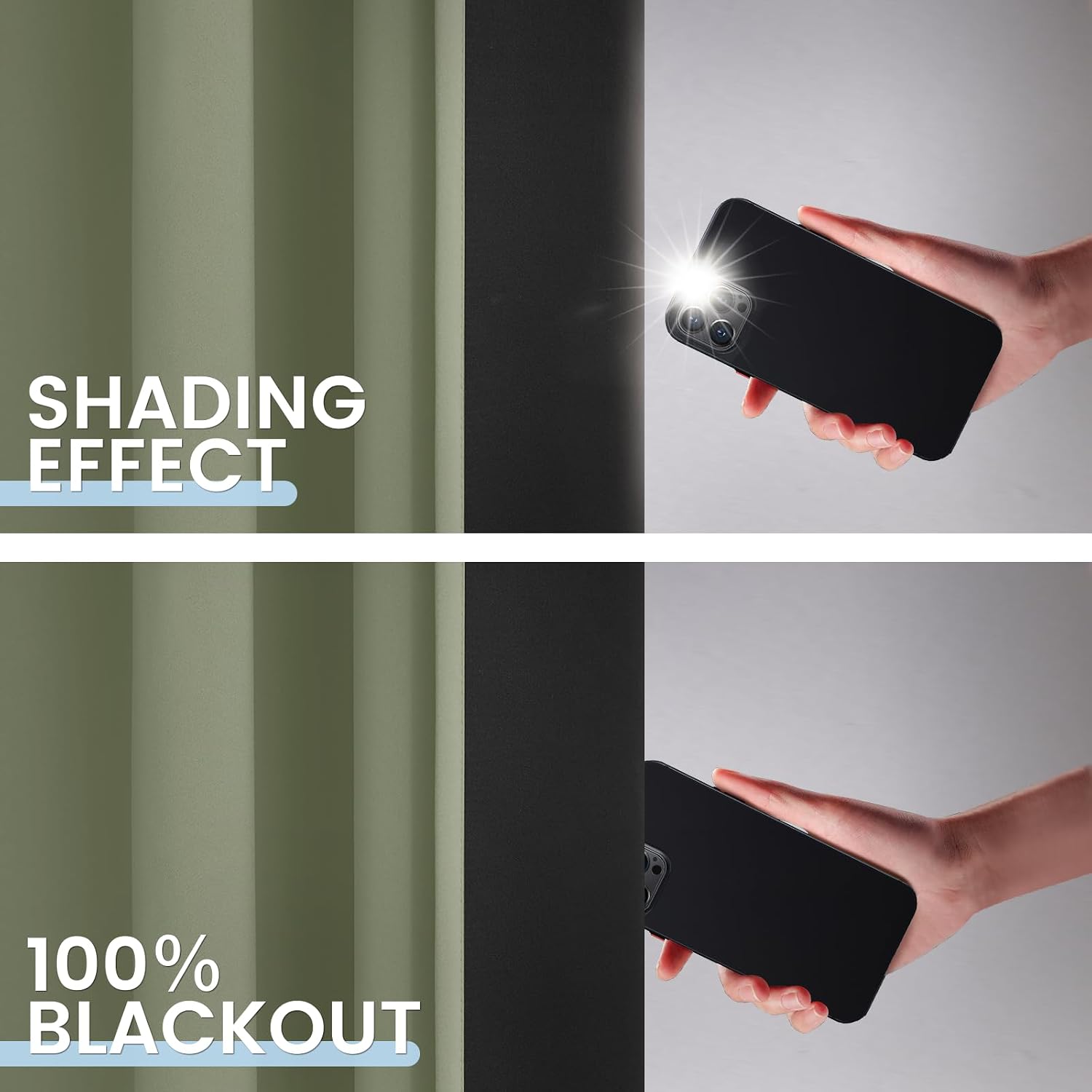 SimpleHome 100% Blackout Curtains for Bedroom, Thermal Insulated Light Sage Grommet Window Drapes Room Darkening Curtains for Living Room wi…