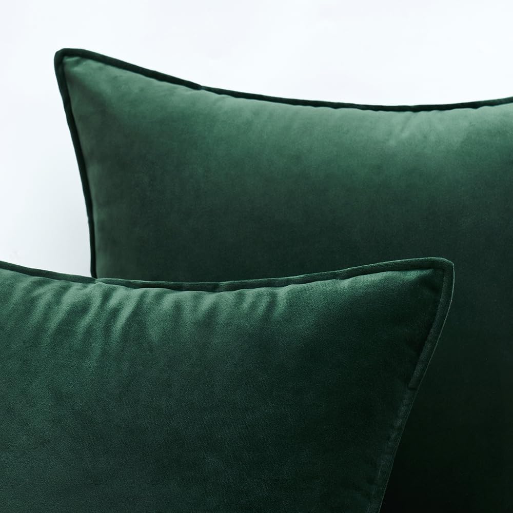 Miulee Army Green Velvet Throw Pillow Covers 18x18 Soft Decorative Solid Square Cushion Cases Pack of 2 Modern Luxury Home Decor for Couch,…