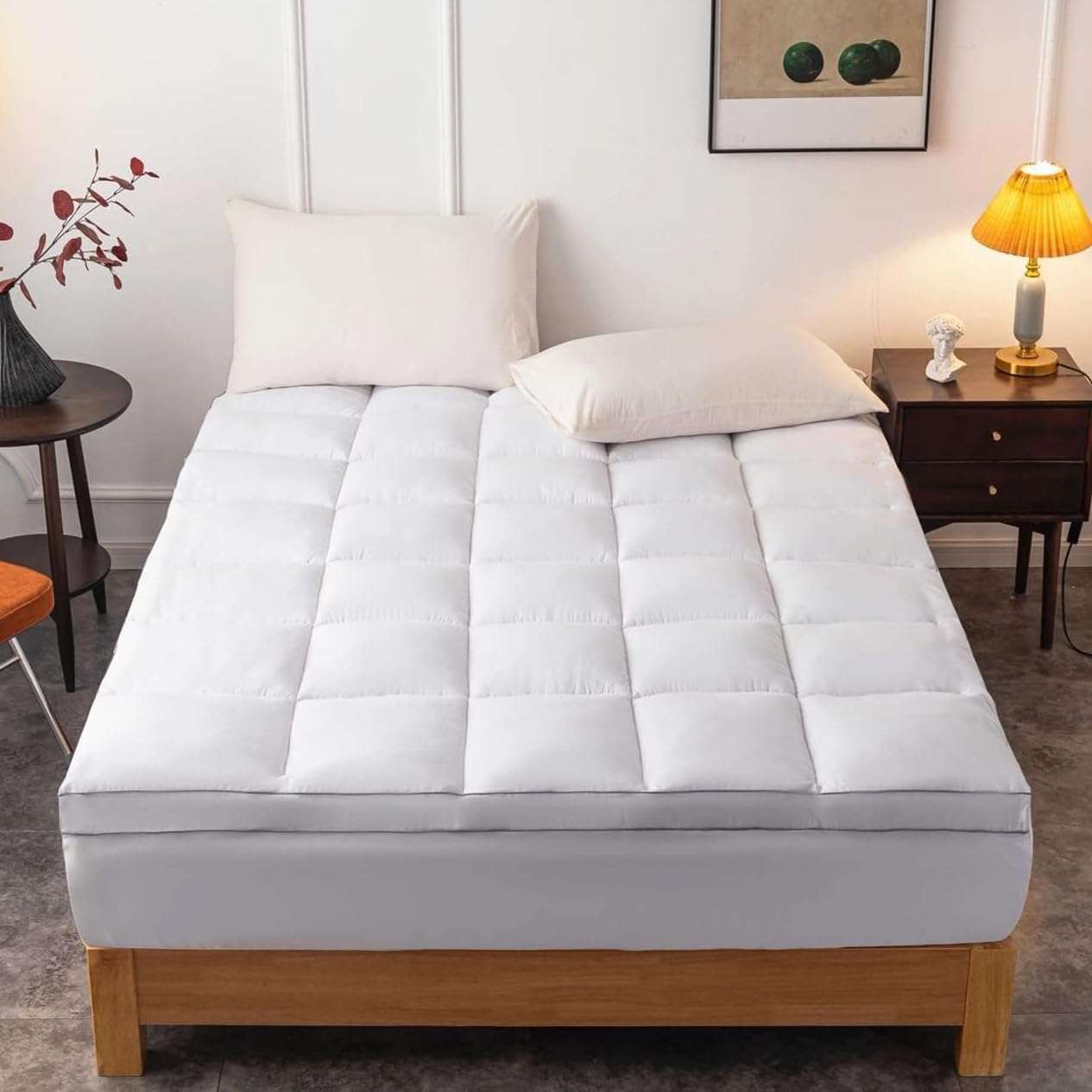 DROVAN Mattress Pad King Size - Extra Thick Mattress Cover - Pillow Top Deep Pocket with Breathable 7D Spiral Fiber Filling Cooling…