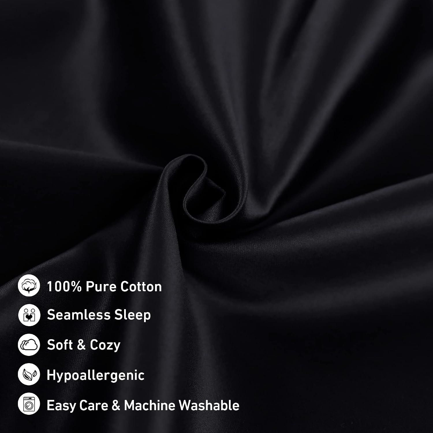 Leeden Body Pillow Cover, 100% Cotton, 800 Thread Count, Soft Breathable Long Pillow Case, Envelope Closure (Black, 21"x 54") Cotton Black