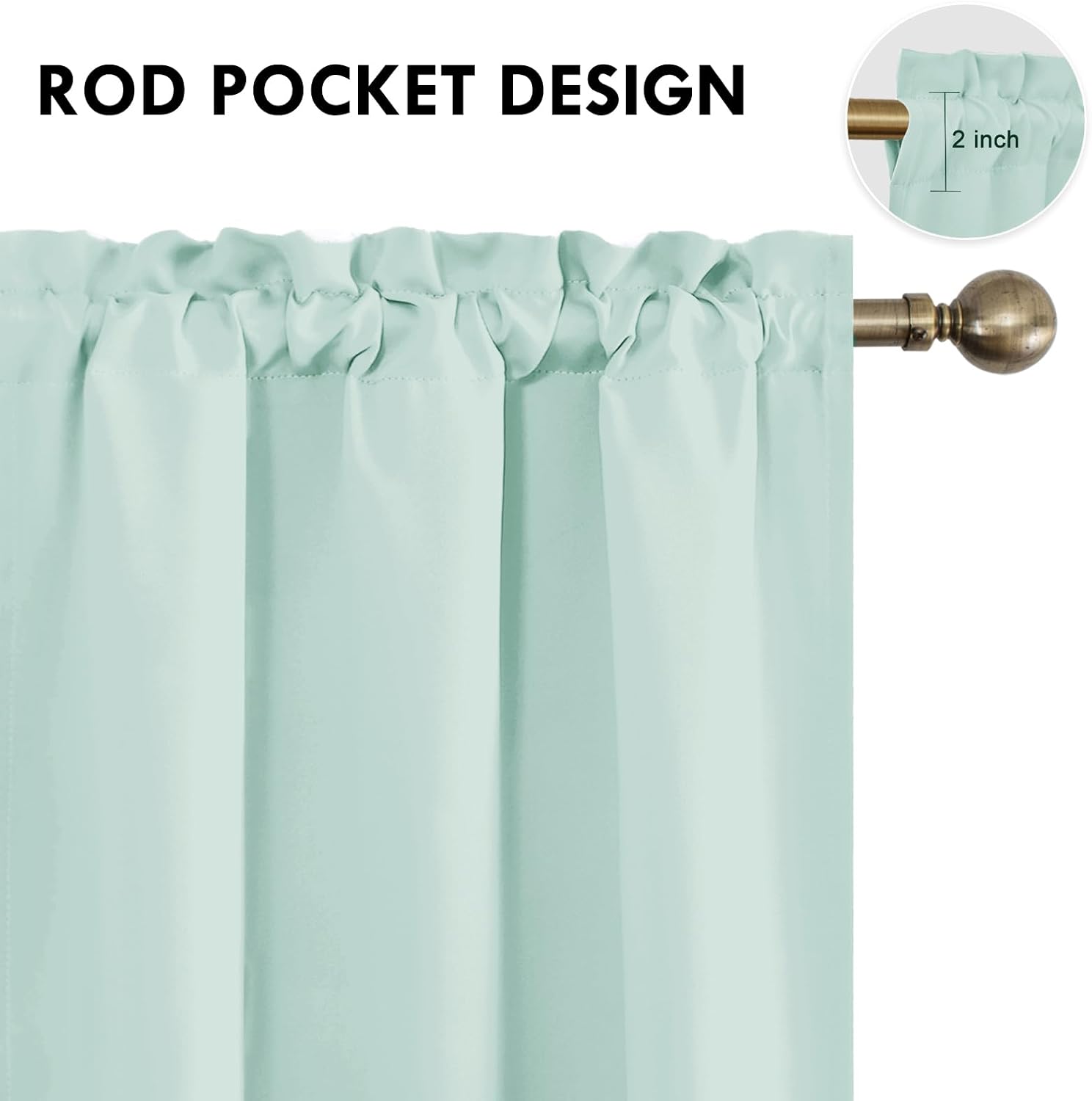 DWCN Blackout Curtains for Living Room Thermal Insulated, Energy Saving & Noise Reducing Bedroom Curtains, Mint Green, W 42x L 54 Inch…
