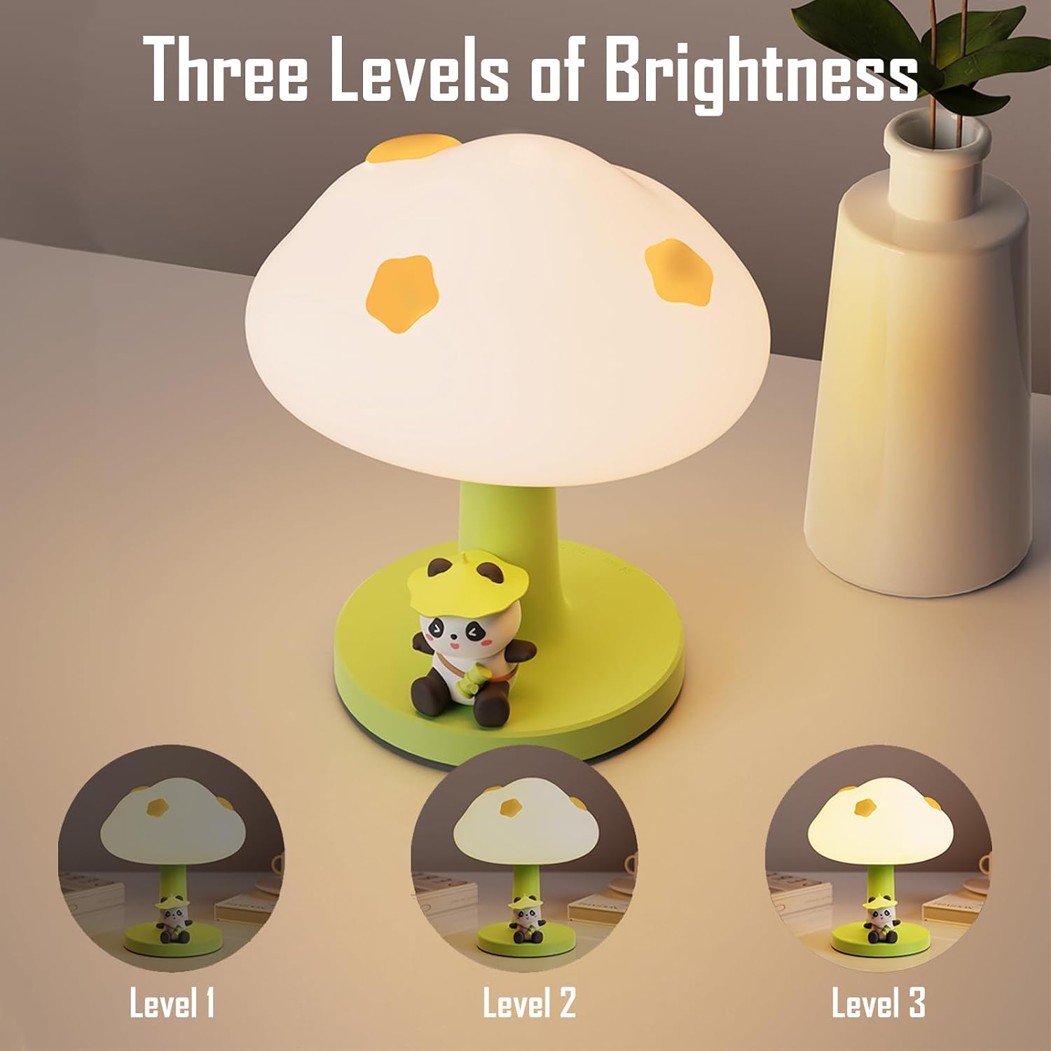 Cloud and Panda Rechargeable Night Light, Safe Soft Silicone Material, 3 Brightness Levels, Tap Control, Warm Light, Toddler Sleeping…