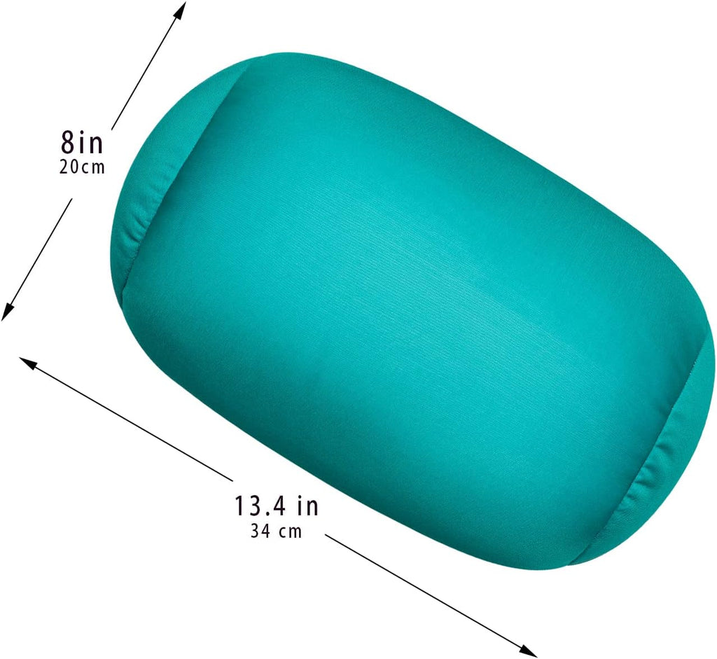 Squish Bean Bed Microbead Pillow Bolster Tube Body Pillow Smooth Cool Touch Fabric Neck & Back Support Throw Travel Pillow Fun Colors…