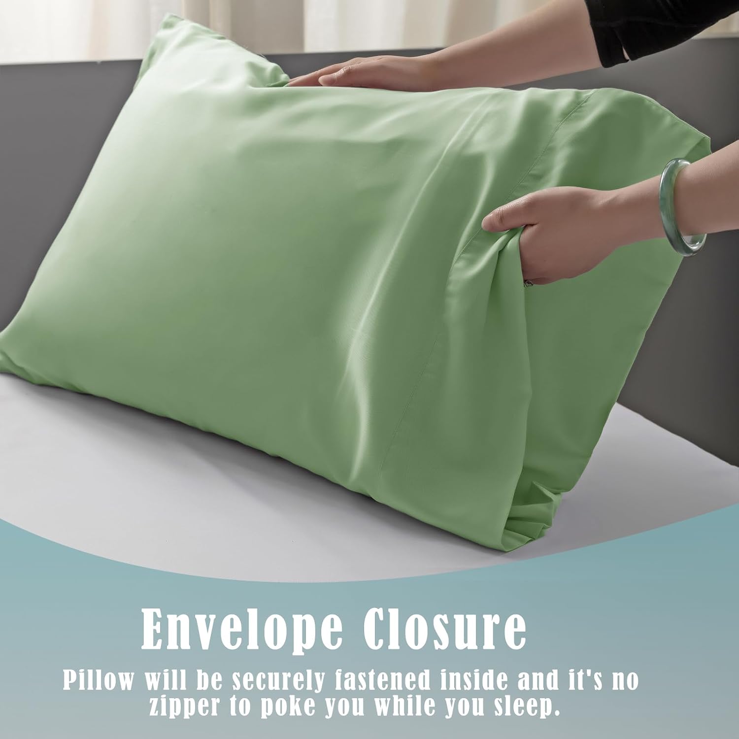TELUS Pillow Cases Standard Size 2 Pack, Bamboo Rayon & Lyocell Pillowcase with Envelope Closure, Cooling Breathable Pillow Cover for Hot…